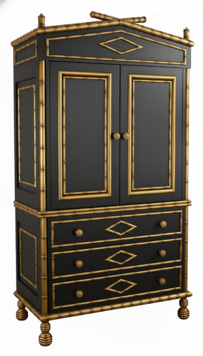 BAMBOO ARMOIRE BLACK AND GOLD