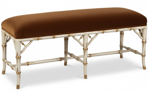 FOUR POSTER BED, BAMBOO STYLE CREAM AND GOLD