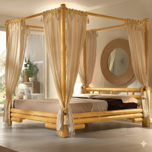 GOLD FAUX BAMBOO CANOPY BED