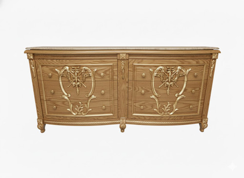 CHATEAU DE VERSAILLES ROYAL CANOPY BED OAK AND GOLD