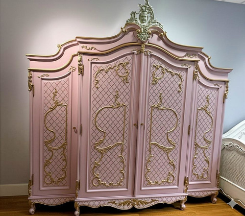 Marie Antoinette Armoire Pale Red Violet and Gold