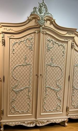 Marie Antoinette Armoire Beige and Antique Gold