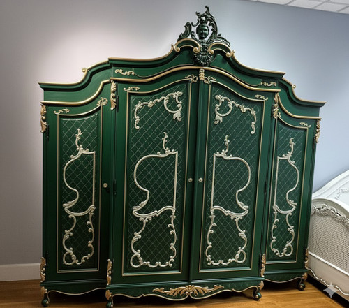 Marie Antoinette Armoire Dark Green and Gold