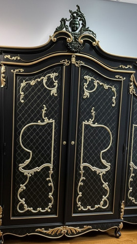 Marie Antoinette Armoire Black and Gold