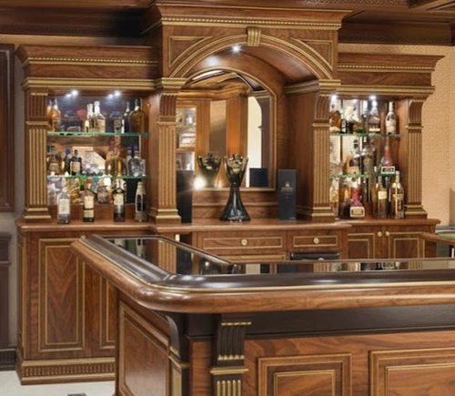 Mahogany and Palisander Veneer CUSTOM HOME BAR