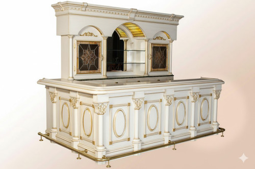 ANTIQUE OFF WHITE AND GOLD VICTORIAN SALOON PUB BAR