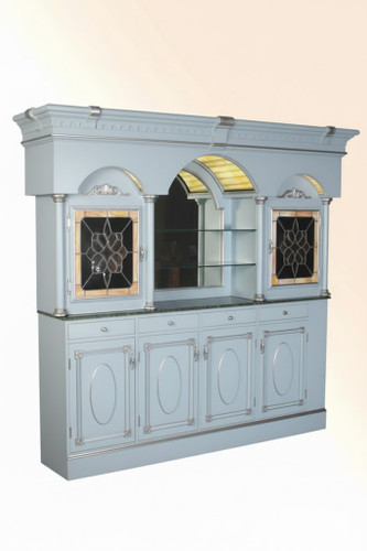 The Regal Victorian Home Bar with Marble Top Blue and Silver