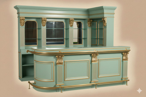 The Chateau Lafayette Luxury Corner Bar, Light Green and Gold