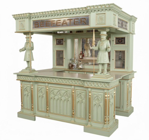 THE BEEFEATER CUSTOM HOME PUB BAR LIGHT GREEN AND GOLD