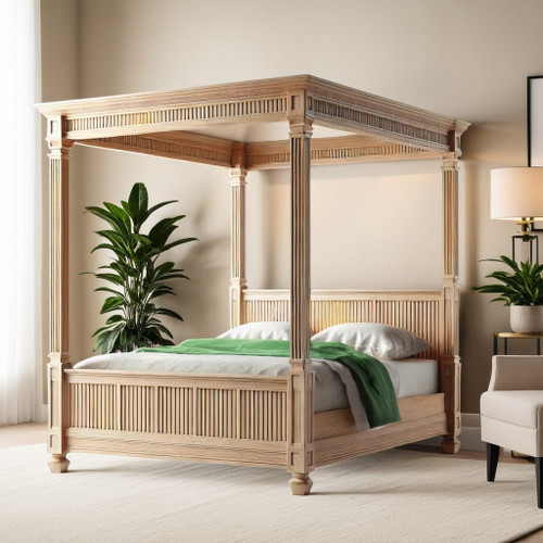 The "Willow Creek" Slatted Four-Poster Bed