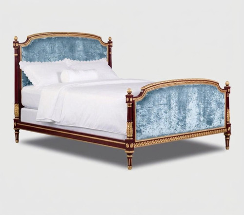 PARIS RITZ-CARLTON STYLE LOUIS XVI BED GOLD AND CREAM RED WINE AND GOLD
