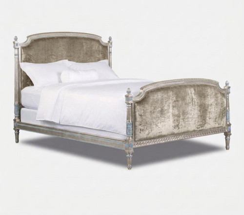 RITZ-CARLTON STYLE LOUIS XVI BED SILVER AND BLUE