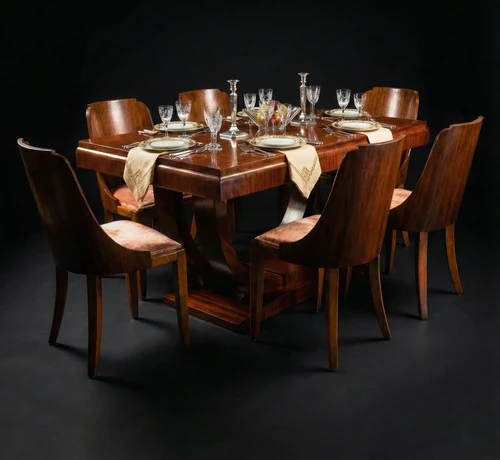 ART DECO DINING SET 36 INCH DEPTH x 72 INCH LONG