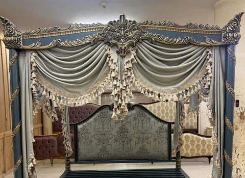 Imperial Midnight Oriental Canopy Bed – Hand-Carved Baroque Elegance