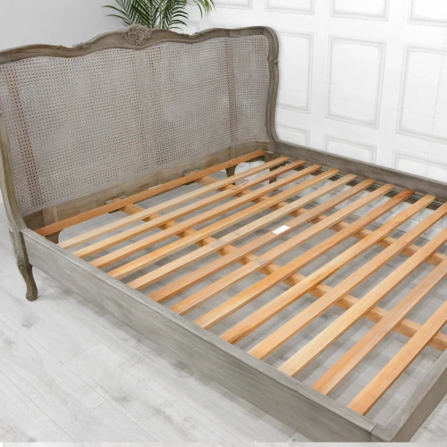 LILLE RUSTIC GREY WASH BED WITH LOW FOOTBOARD