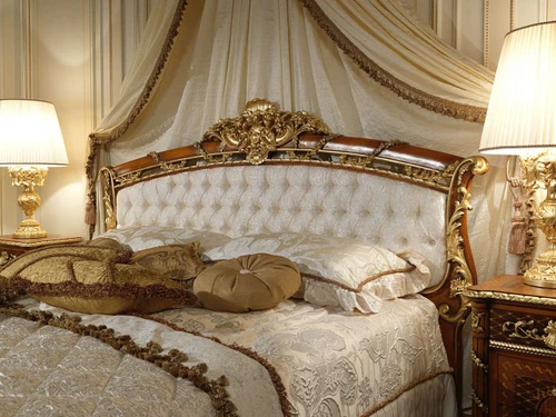Louis XV Classic Bedroom Set Walnut & Gold