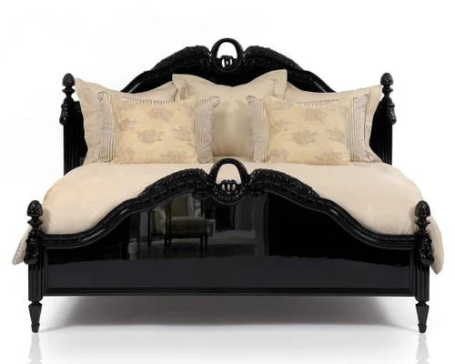 BORDEAUX WOODEN PLATFORM BED BLACK GLOSS