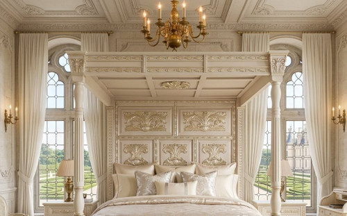 The Antoinette Canopy Bed – Cream & Champagne Shabby Chic Edition
