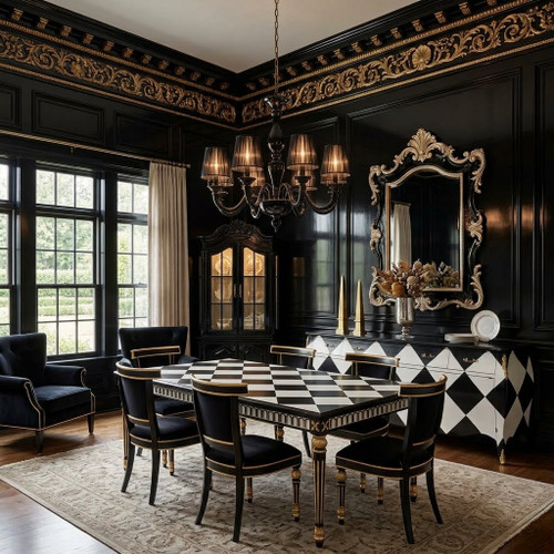 Atelier Vesper Harlequin Baroque Noir Dining Set