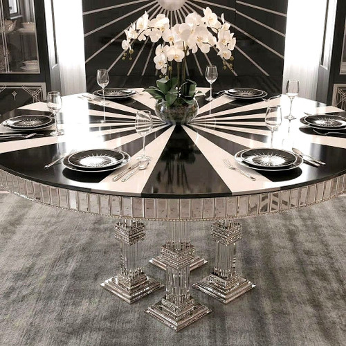 The Grand Carlton Round Dining Set (Black & White Edition)