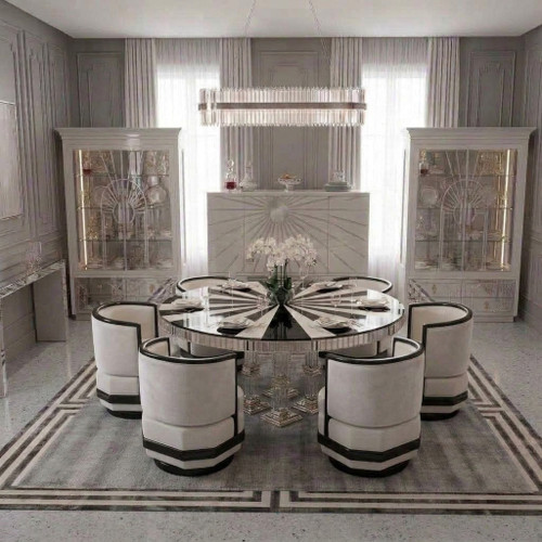 The Grand Carlton Round Dining Set (Black & White Edition)