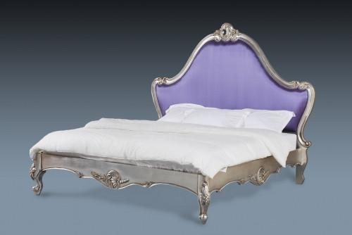 French Country Bed Upholstered.......Silver leaf