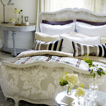 French Country bed with fabric by Designer Guild