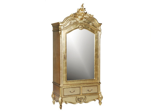 French Carved Armoire, Single Door Gold
