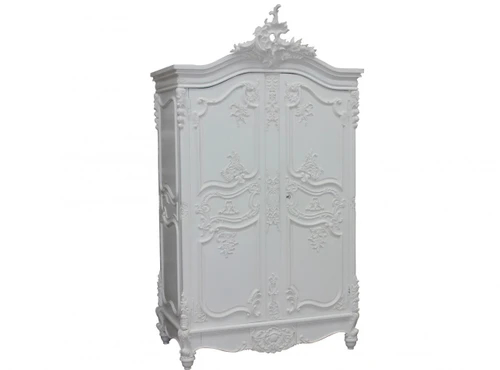 Provincial Carved Armoire, French Chateau White