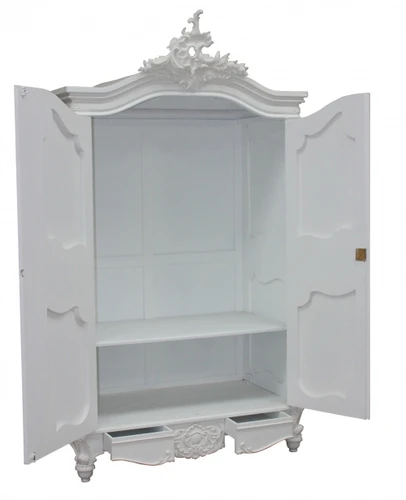 Provincial Carved Armoire, French Chateau White