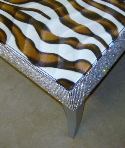 Belgravia Coffee Table, Zebra Print Faux Fur Fabric