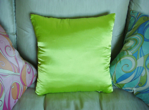 Glam Satin Throw Pillow shown in Kiwi
