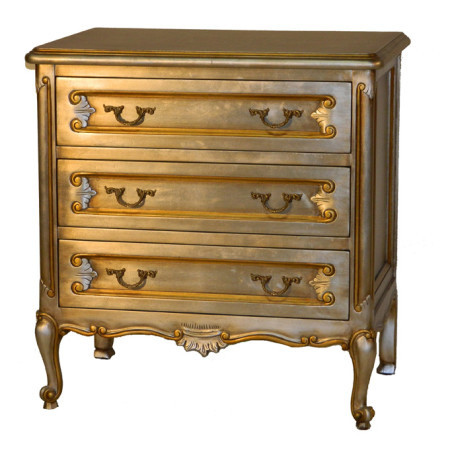 Louis XV Side Table, Silver Metal Leaf with Gold Leaf Accents