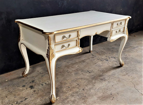 Marie Antoinette Vanity Table / Desk, White & Gold