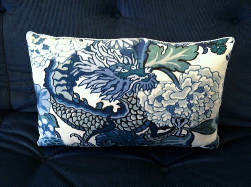 Chiang Mai Dragon Throw Pillow, fabric by Schumacher
