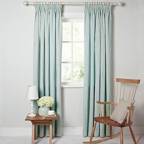 Curtains Ticking stripe, Green and white