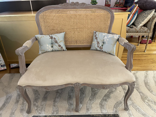 Rattan Loveseat, Chateau Whitewashed