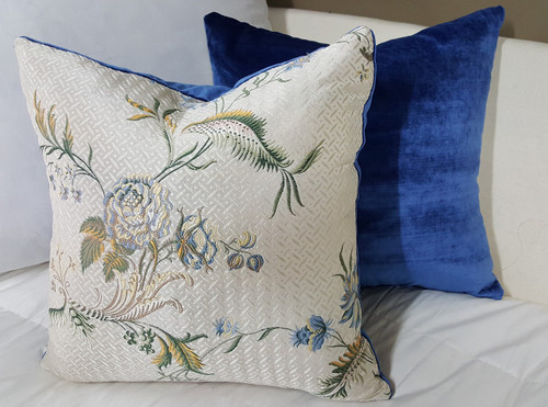 Silk Floral Boudoir Pillow, White Multi