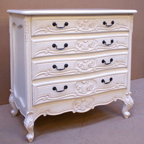 Rococo 4 Drawer Chest, Antique White