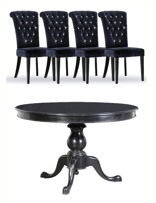 Chateau Black Round Dining Table Set