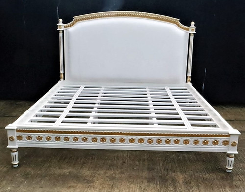 Adélaïde Bed With Rails, Cream and Gold