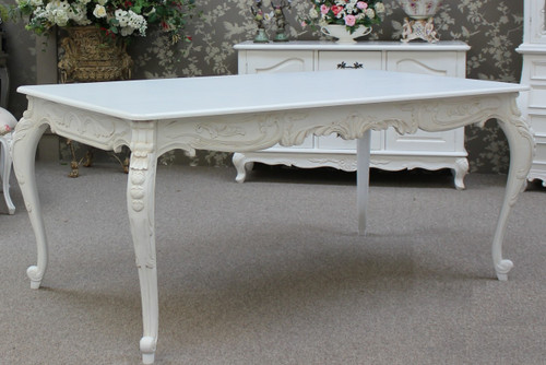 DISTRESSED WHITE FRENCH DINING TABLE