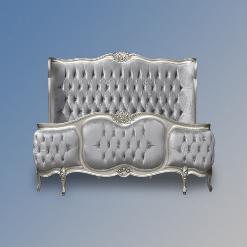 Versailles Silver Leaf tufted bed