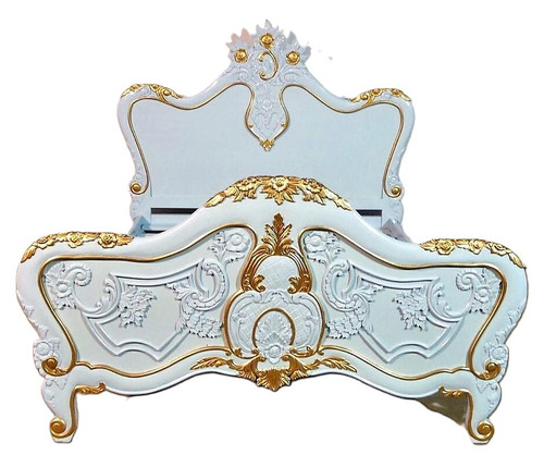 Champagne Rococo Bed, Blue and Gold