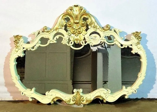 Rococo Wall Mirror, Ivory and Gold