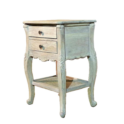Chateau Whitewashed Bedside, Louis XVI Style