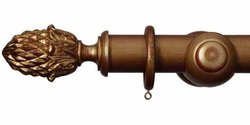 Rubbed Red Gold Wood Curtain Pole Set, 1 3/8