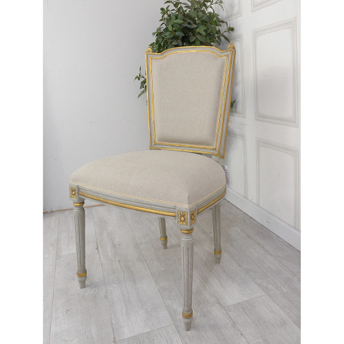 GREY AND GOLD FRENCH CHAIR