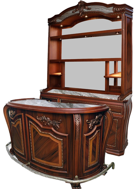 MAHOHANY AND GOLD HUTCH BAR