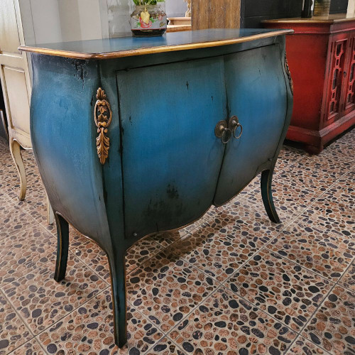 FRENCH BLUE AND GOLD COMMODE